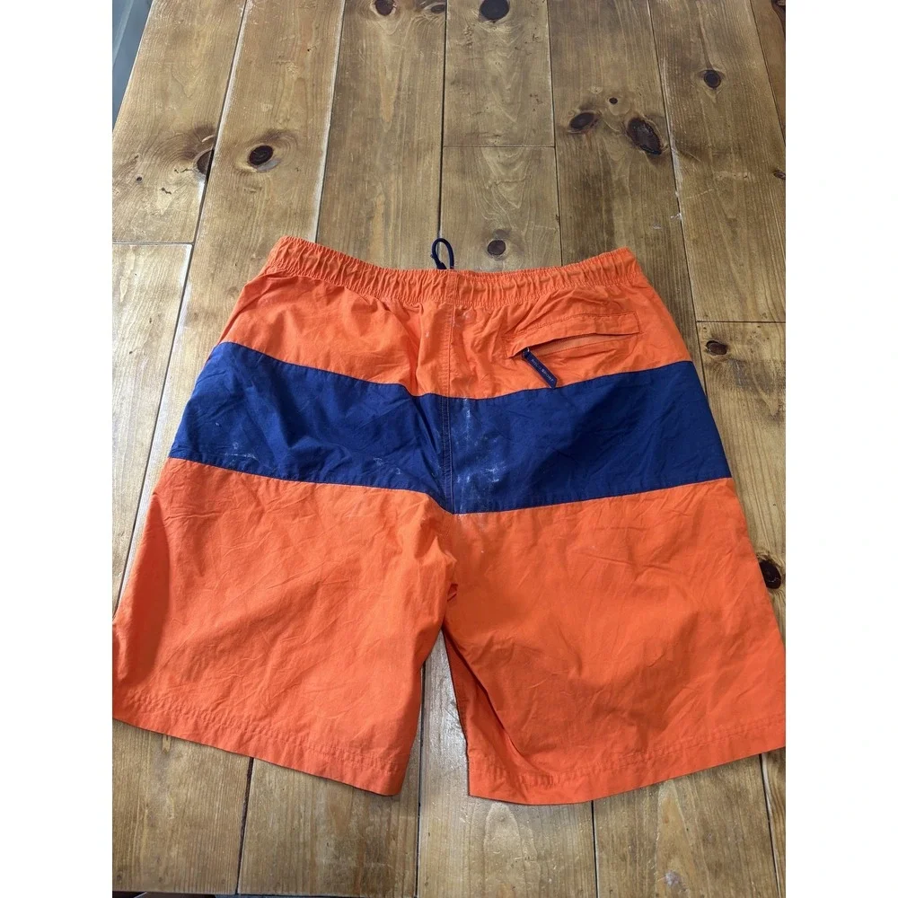 Polo Sport Ralph Lauren Men's Swim Trunks Size L Orange Navy Blue Striped Mesh